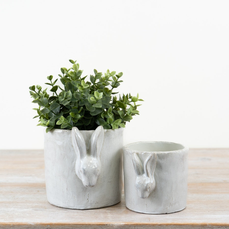 Planter with 3D Bunny – 12.5cm Easter Ceramic Plant Pot, Cute Rabbit Home Décor
