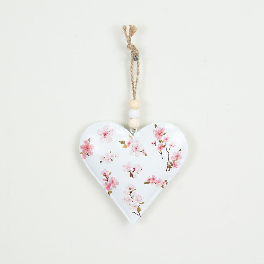 Floral Heart Hanging Decoration 10cm – Elegant Wooden Heart Ornament, Decorative Home Accent Gift