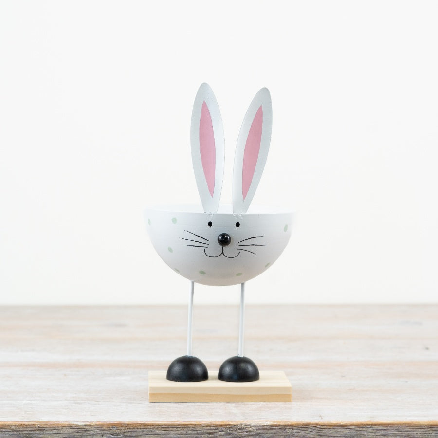 Rabbit Head on Wooden Mount 24cm – Bunny Face Ornament on Stand, Rustic Easter Spring Home Decor Accent