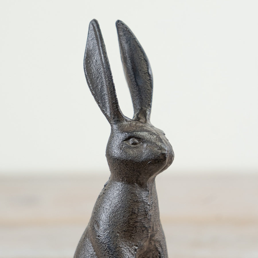 Cast Iron Rabbit – 15.7cm Sitting Spring Décor Ornament, Indoor & Outdoor Garden Figurine