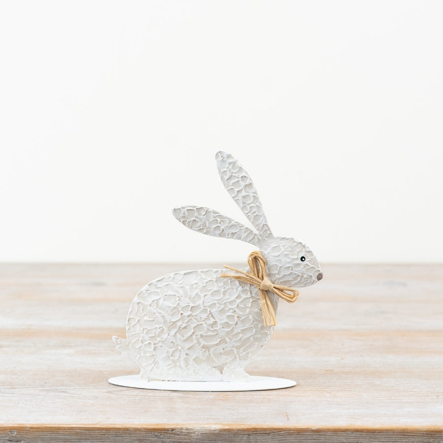Textured Rabbit Decoration 15cm – Rustic Bunny Ornament, Neutral Spring Easter Home Decor Accent