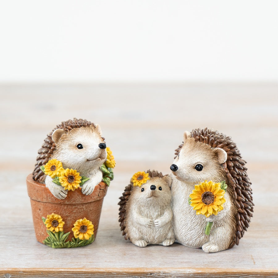 Hedgehog in Plant Pot Ornament 8cm – Cute Spring Garden Decorative Figurine
