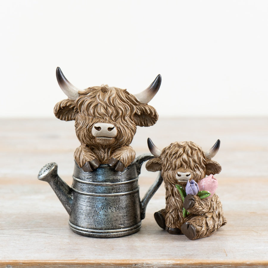 Highland Cow Ornament 9.5cm – Cute Farm Animal Spring Decorative Figurine