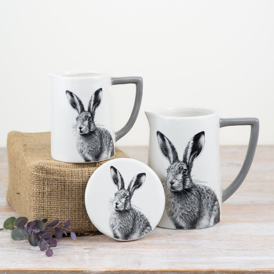 Hare Coaster – 10cm Ceramic Countryside Design, Rustic Animal Drink Protector