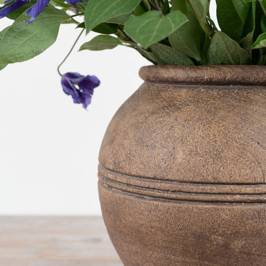Sable Vase – 27cm Rustic Textured Brown Ceramic Pot, Handcrafted Decorative Planter