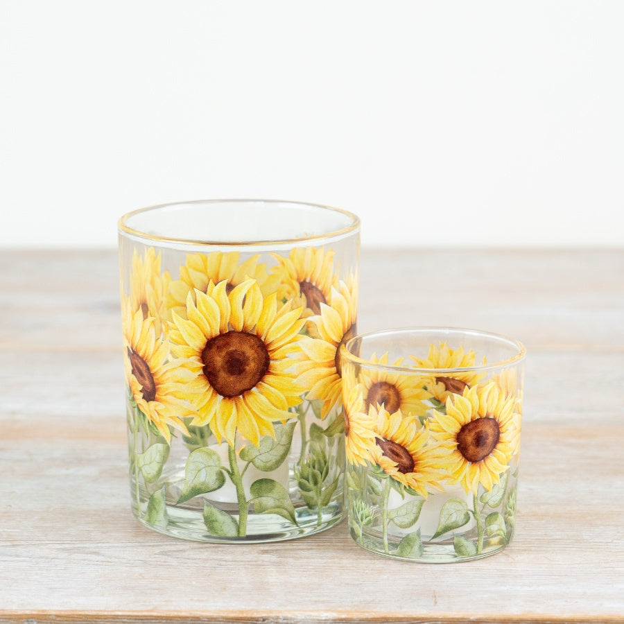 Glass Sunflower Candle Holder 12.5cm – Vibrant Floral Tealight Holder, Bright Spring Home Decor Accent