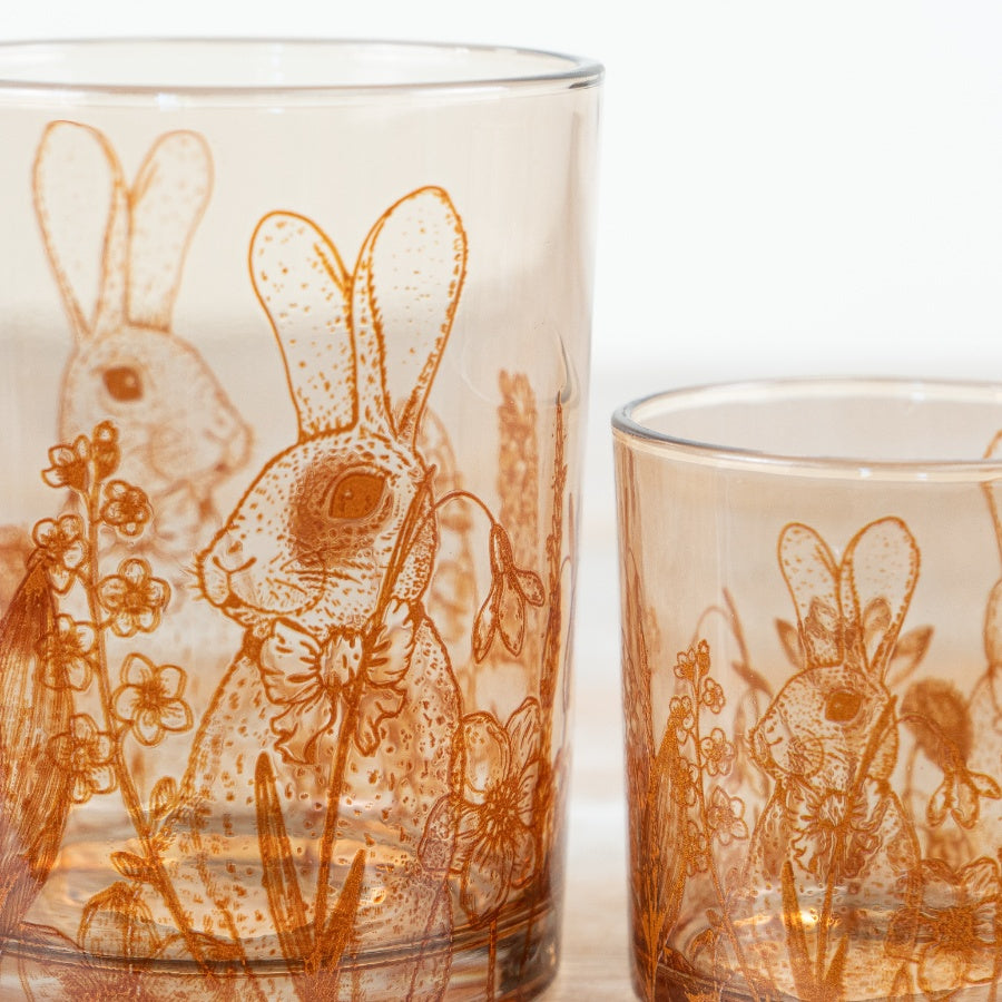 Tall Glass Rabbit Tealight Holder 8cm – Easter Bunny Candle Decor, Floral Spring Table Accent