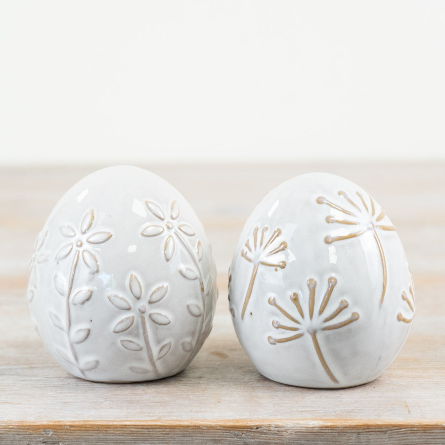 Porcelain Flower Egg Ornament 9.5cm – Elegant Floral Decorative Home Accent