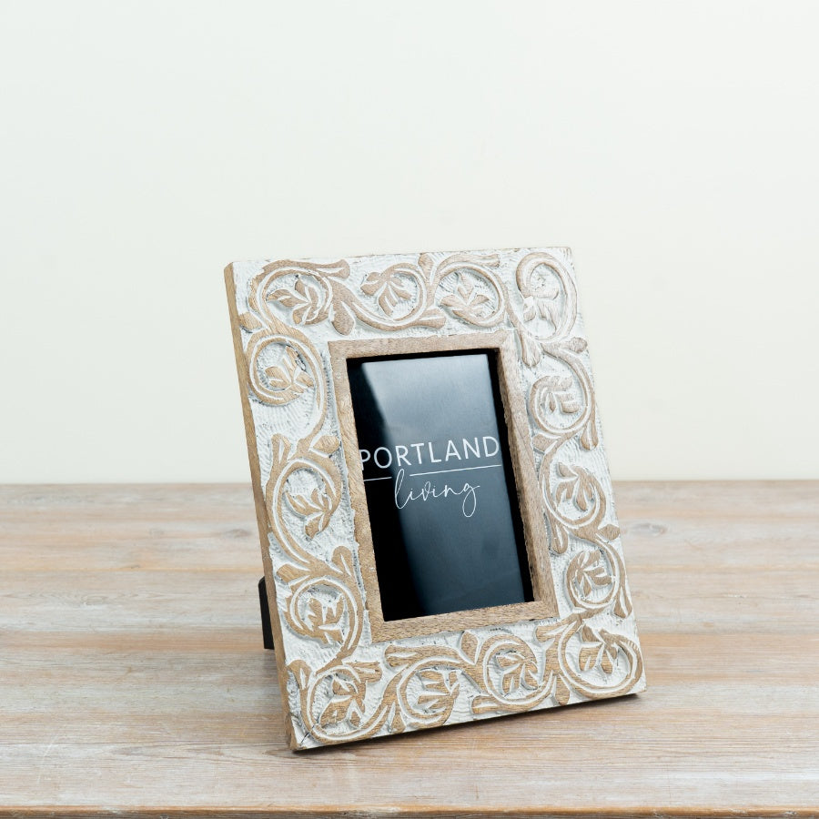 Patterned Wooden & Glass Photo Frame 26cm – Elegant Picture Frame, Decorative Home Display for Shelf and Table