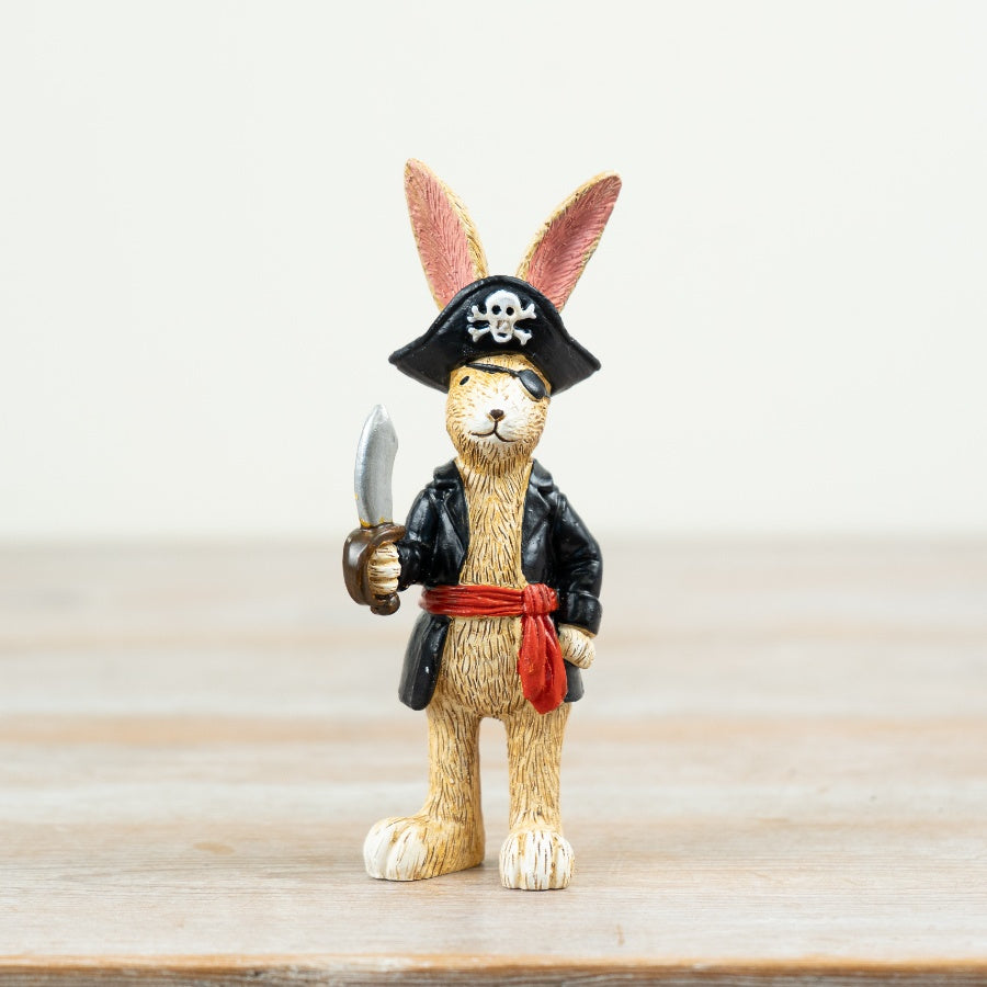 Pirate Jasper Rabbit 14cm – Nautical Bunny Figurine, Whimsical Pirate Decor Collectible for Home Styling