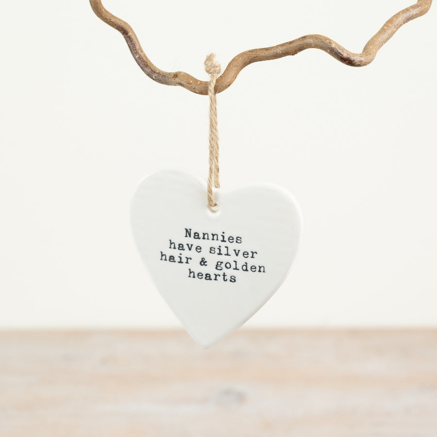 Nannies Have Silver Hair and Golden Hearts Hanging Heart 9cm – Sentimental Nanny Gift Decorative Home Keepsake