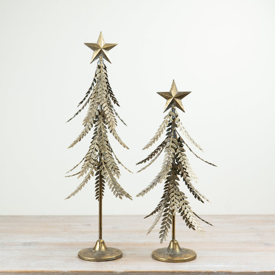 Gold Metal Decorative Christmas Tree Ornament Antique Gold Festive Home Décor Display 46.5cm