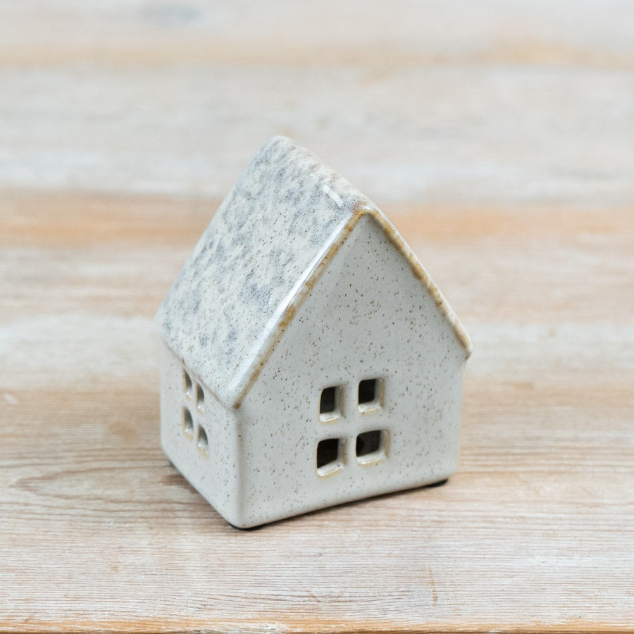 Ceramic T-Light House Tealight Holder Rustic House Lantern Scandinavian Home Décor Gift 9cm