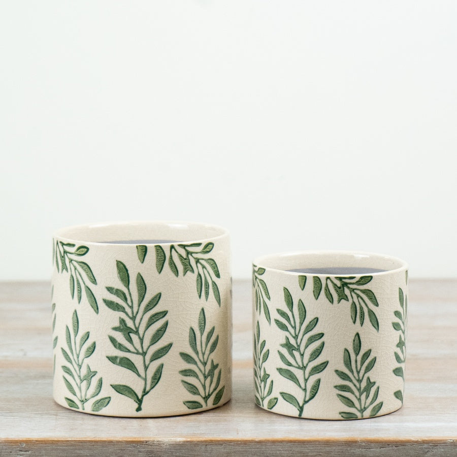 Green Leaf Planter 11.7cm – Botanical Ceramic Plant Pot, Vibrant Indoor Planter for Succulents & Modern Home Decor