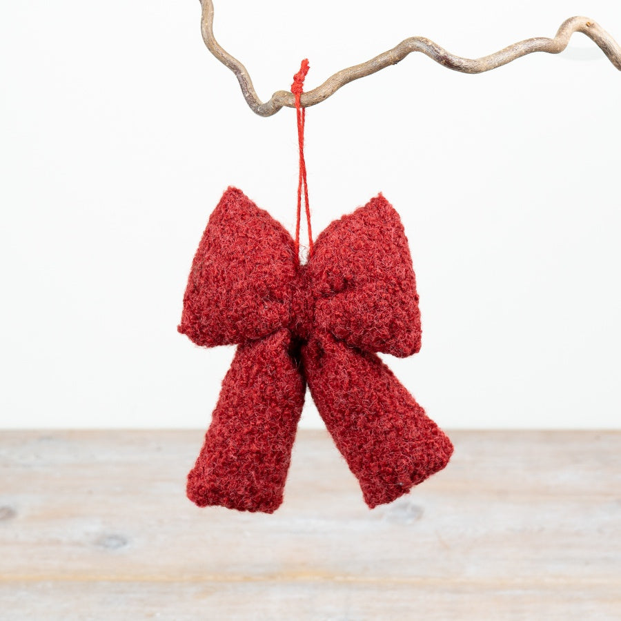 Red Hanging Bow Christmas Decoration Classic Red Bow Ornament Festive Hanging Décor Home Styling 15x12cm Item #79337