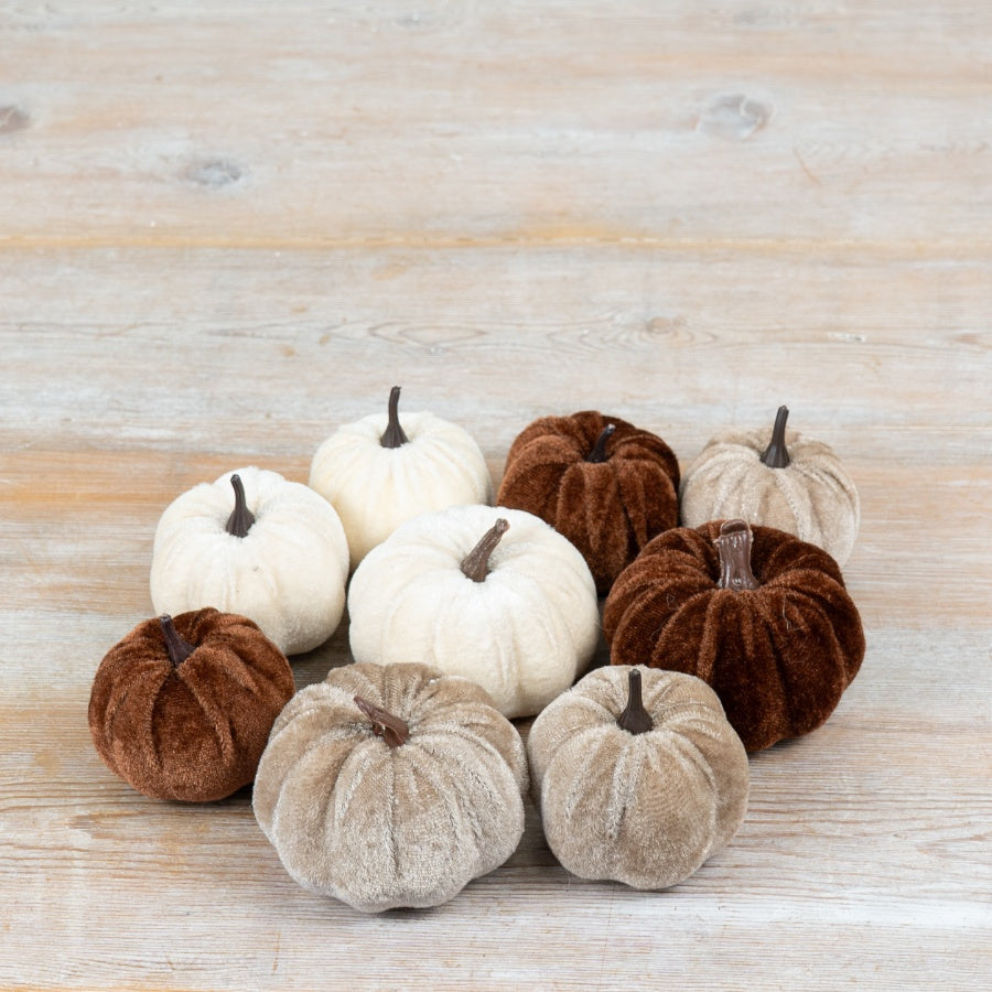 Brown White Pumpkin Decorations Mesh Bag Autumn Seasonal Ornament Rustic Thanksgiving Halloween Home Décor 17cm Item #79350