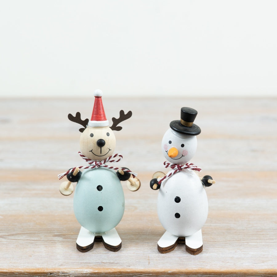 Snowman Reindeer Skiing Decoration Nordic Christmas Ornament Festive Winter Home Décor 9.7cm Item #79462
