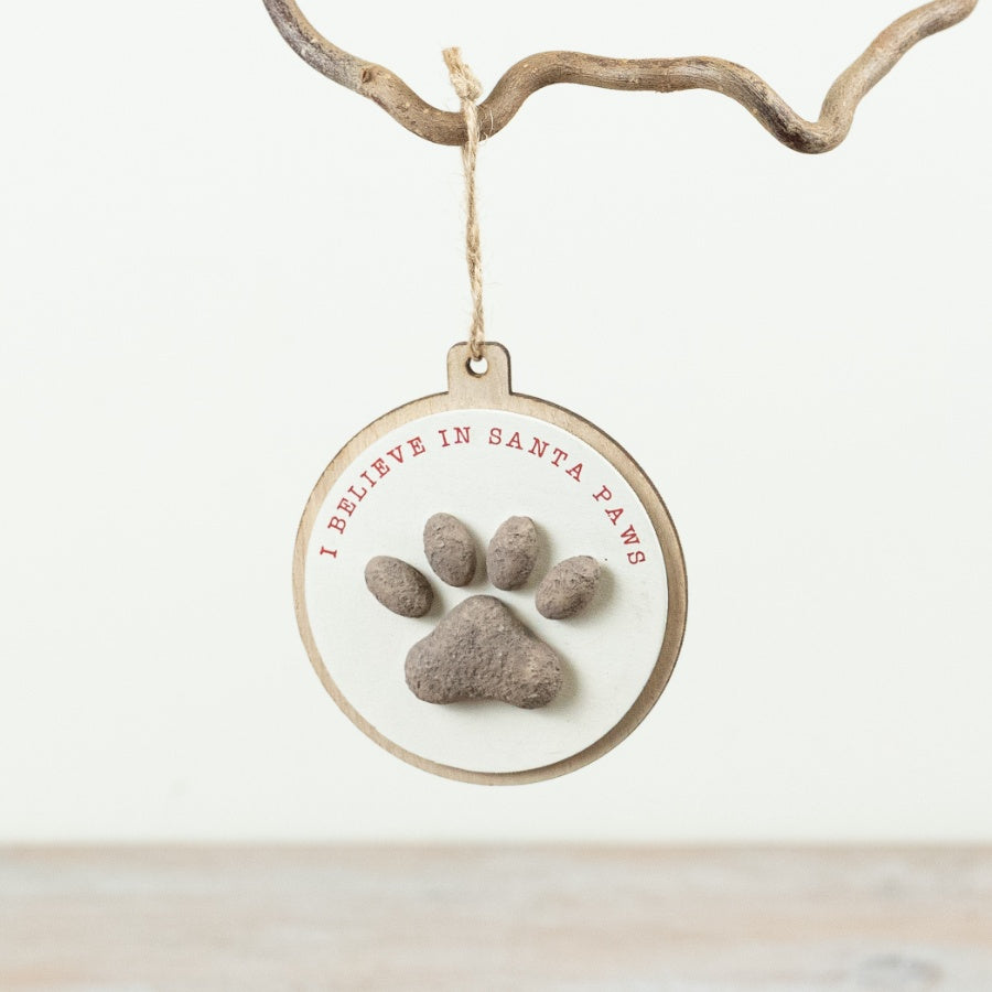 I Believe in Santa Paws 3D Hanging Sign 16cm – Christmas Pet Lover Decoration Festive Dog Cat Home Decor