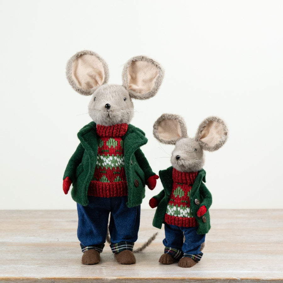 Mouse in Jumper Standing Mouse Decoration Felt Christmas Mouse Ornament Countryside Festive Home Décor 40cm Item #80316