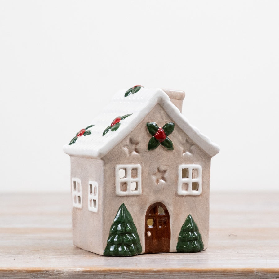 Dolomite Candle House Decorative Tealight Holder Festive Home Décor Mantel Shelf Display Ornament 12.5cm Item #81153