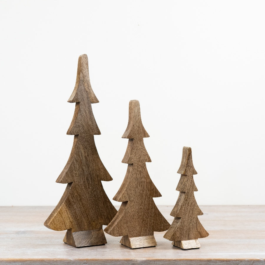 Rustic Wooden Tree Decoration Natural Wood Freestanding Tree Ornament Scandi Home Décor 30cm