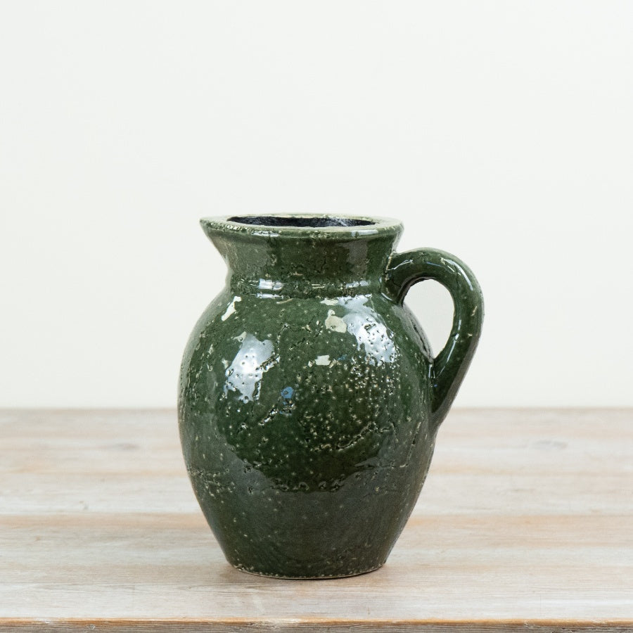 Green Vase Ceramic Decorative Flower Vessel Rich Green Contemporary Home Accent Display 20x18x15cm Item #81683