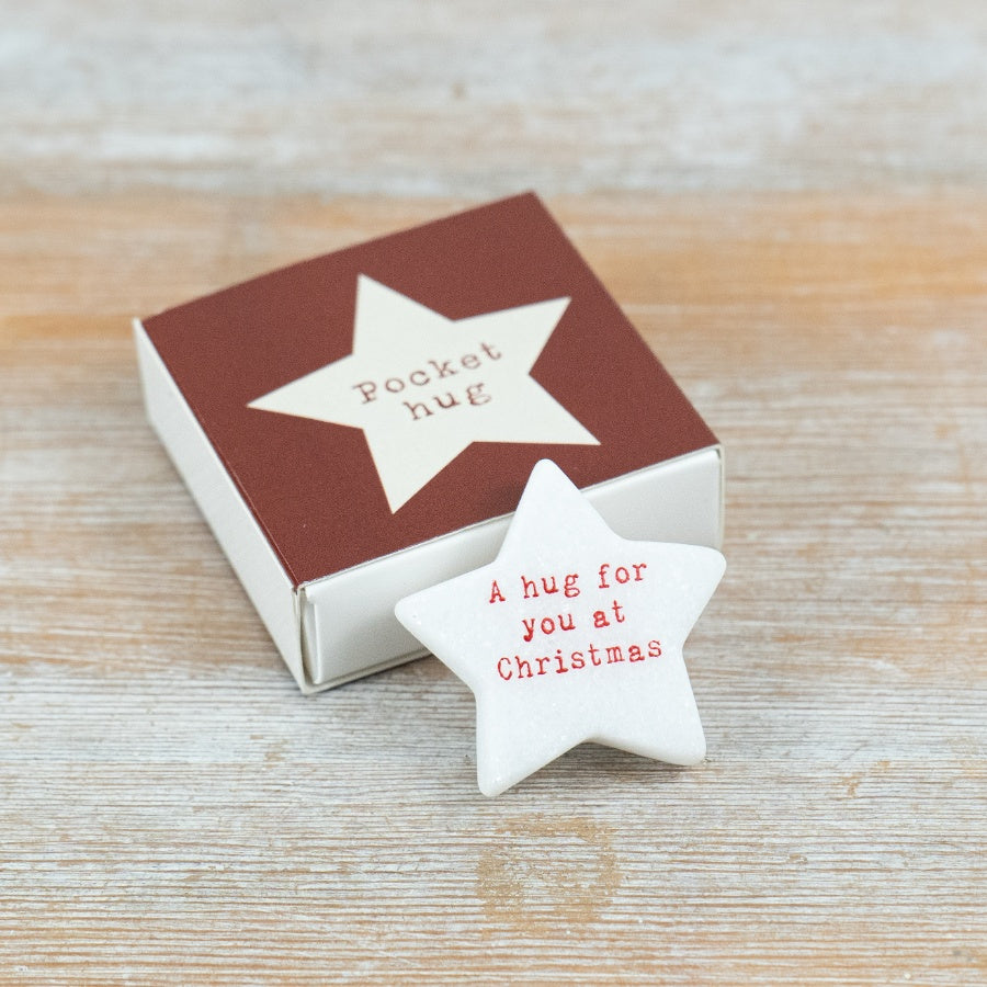 Marble Star Gift in Drawer Box – White Stone Star Ornament Christmas Keepsake Hug Gift