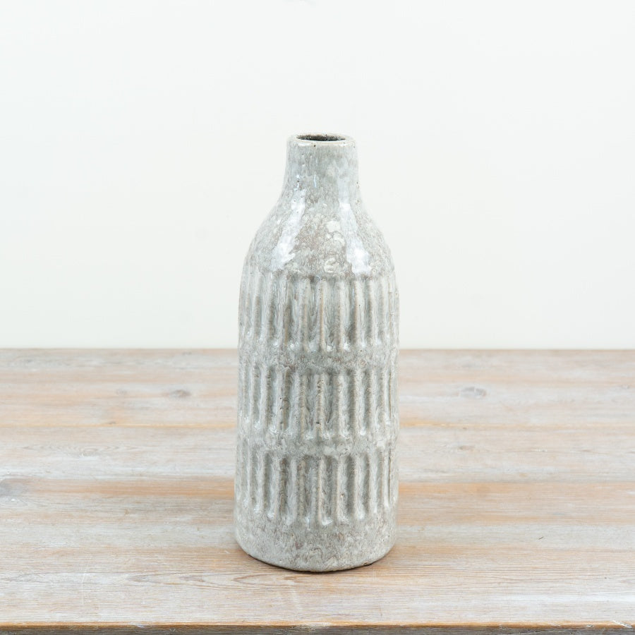 Slim Natural Tone Vase Ceramic Decorative Flower Vase Neutral Contemporary Textured Home Accent 33.5cm Item #83068