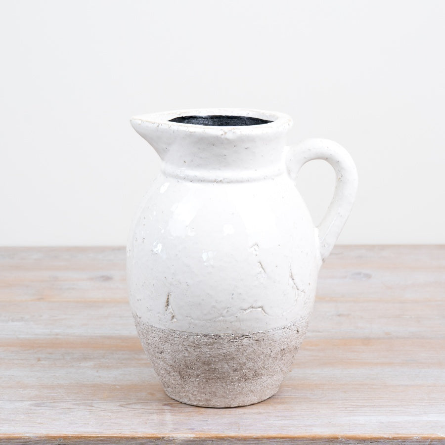 Natural Two Tone Textured & Glazed Vase Ceramic Flower Vase Rustic Contemporary Home Décor Neutral 25cm Item #83077