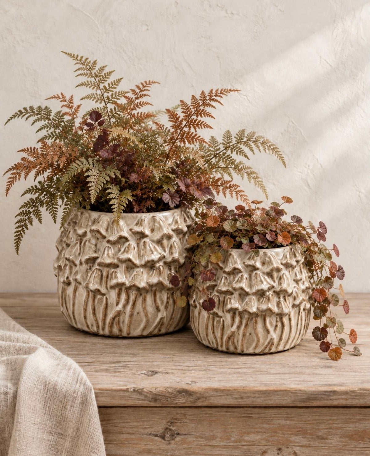Stoneware Mushroom Plant Pot Woodland Ceramic Planter Rustic Botanical Home Décor 19.5cm