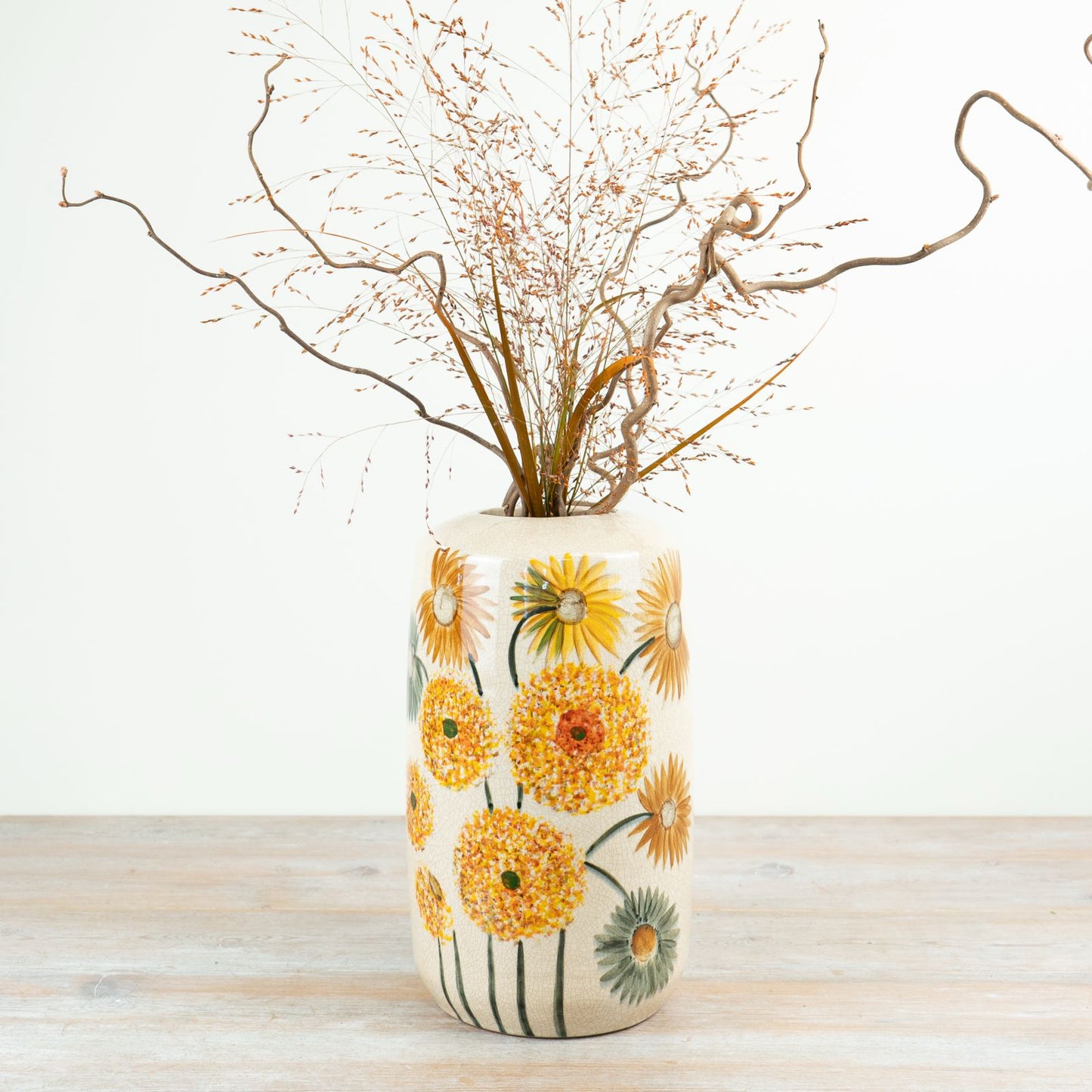 Sunflower Jug 27.5cm – Rustic Burnt Orange & Yellow Floral Ceramic Jug | Country Home Décor Vase
