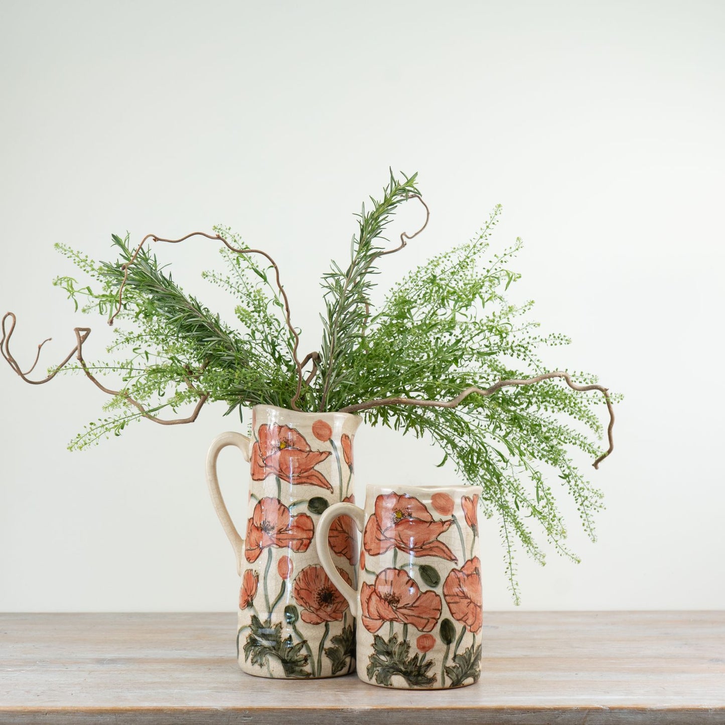 Poppy Ceramic Vase 30.5cm – Glazed Floral Vase for Fresh Flowers or Decorative Display