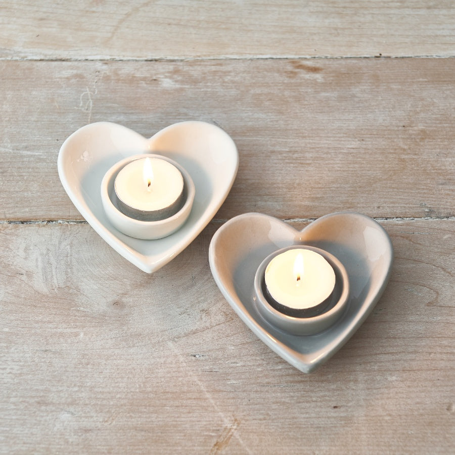 White Heart Tealight Holder 11cm – Ceramic Candle Holder, Minimalist Romantic Home Decor Accent