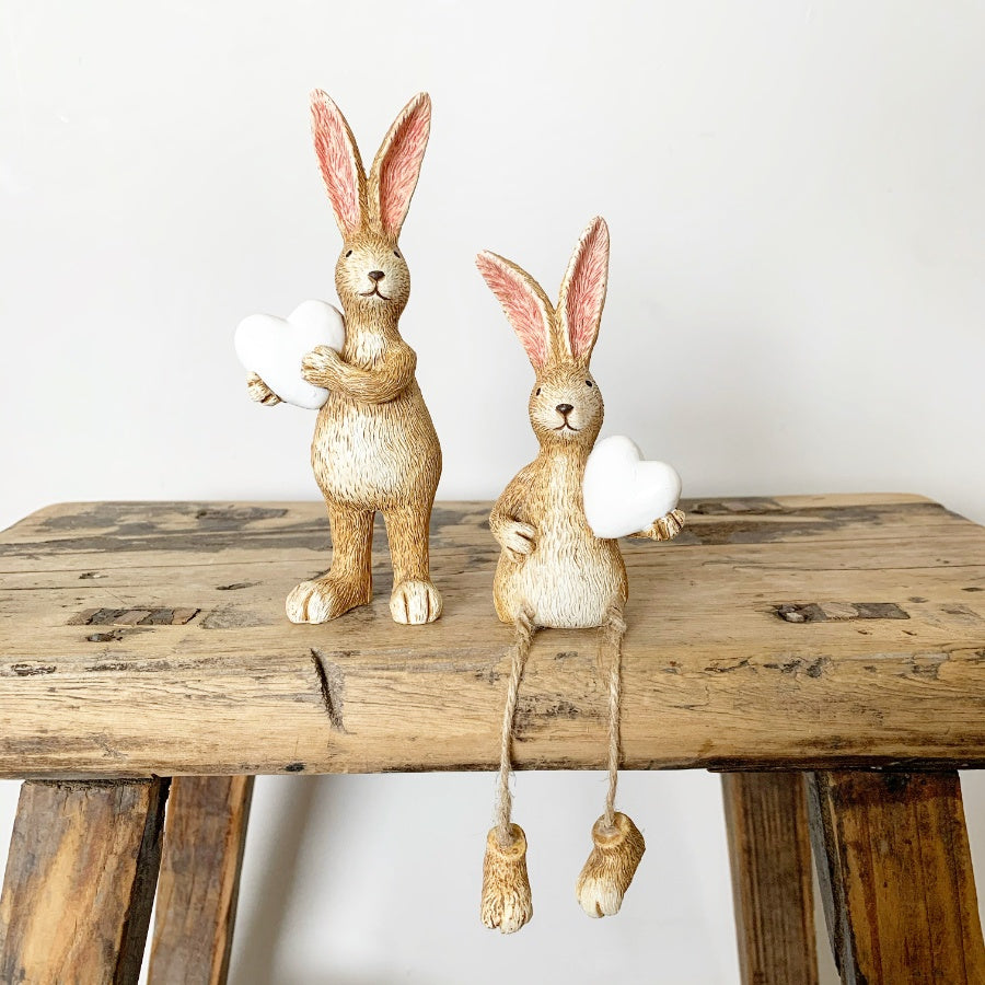 Jasper Rabbit White Heart, 14cm
