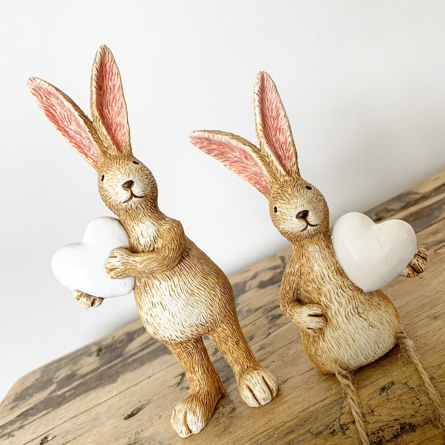Jasper Rabbit White Heart, 14cm