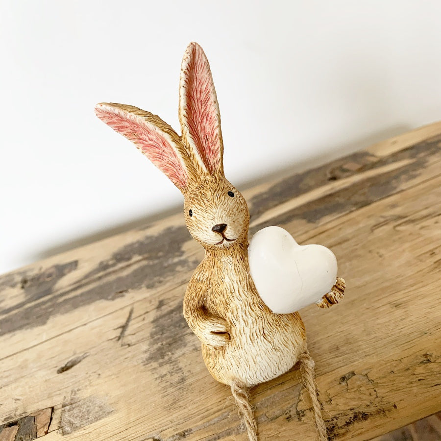 Jasper Rabbit Heart Shelf Sitter, 18cm