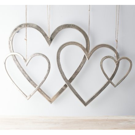 Aluminium Hanging Heart – 40cm Rustic Metal Wall Decoration with Jute Hanger