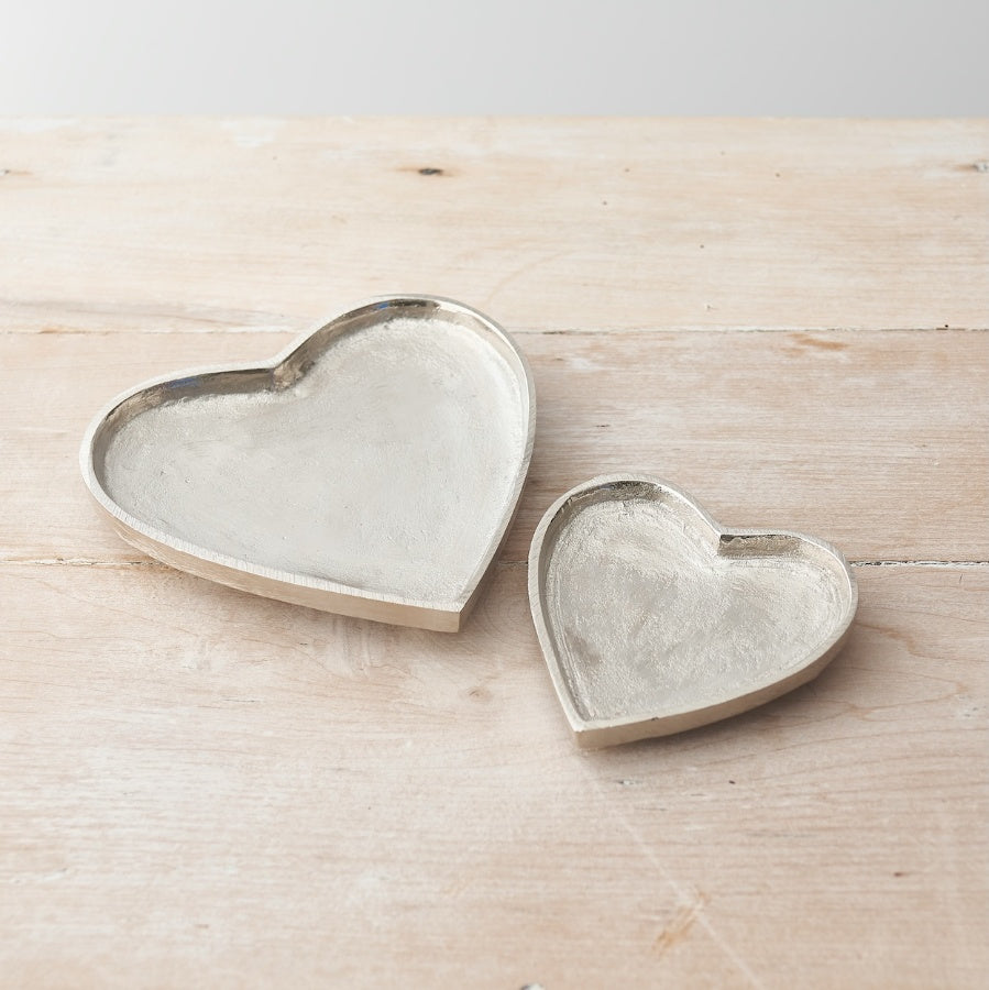 Silver Heart Plate 15cm – Glossy Ceramic Decorative Dish, Elegant Gift or Table Accent