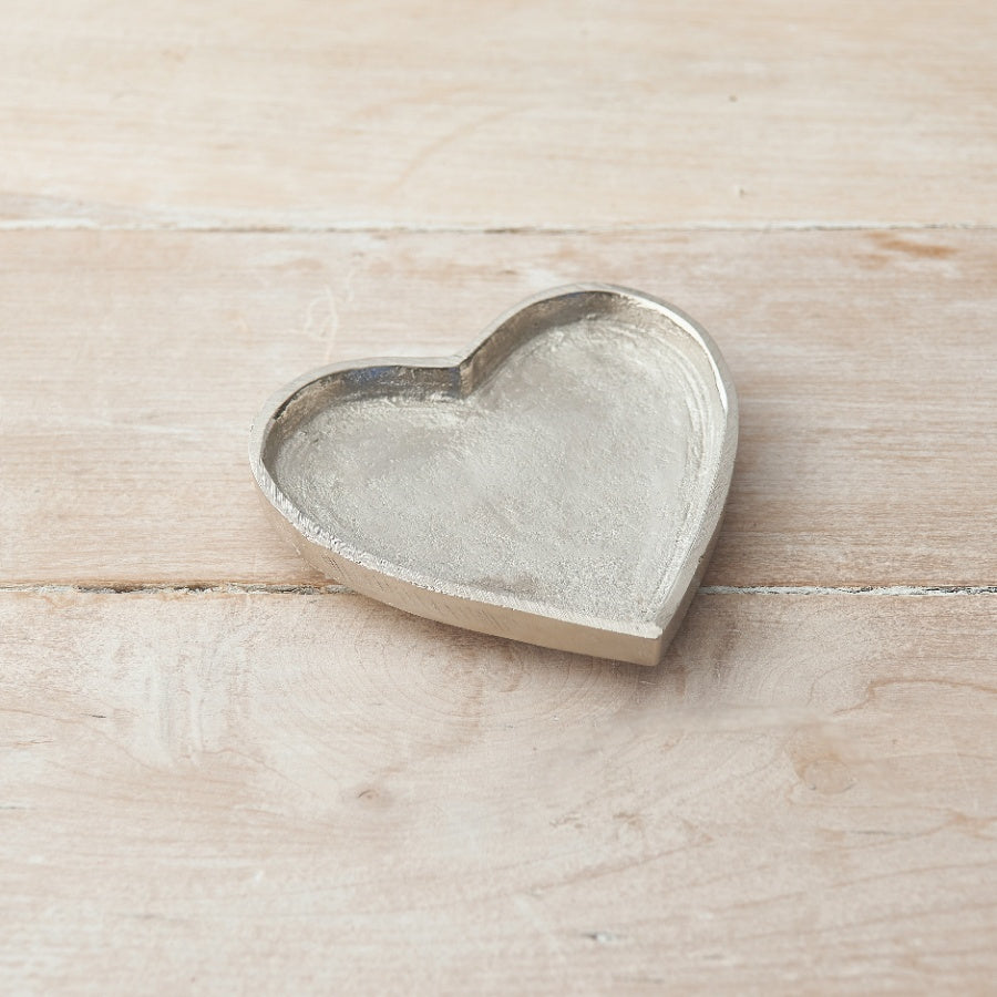 Silver Heart Plate, 10cm 