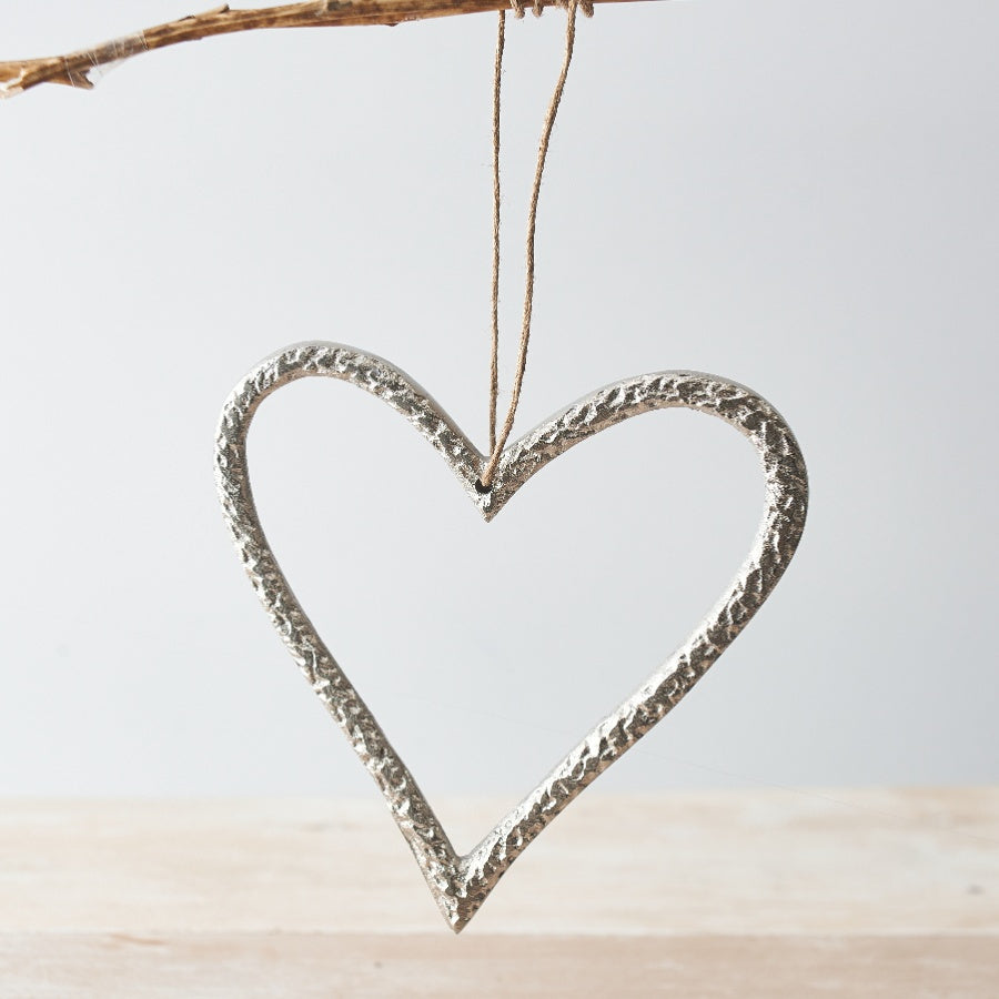 Silver Metal Heart Hanger, 15cm