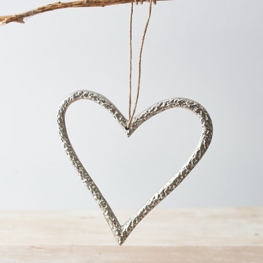 Silver Metal Heart Hanger, 15cm