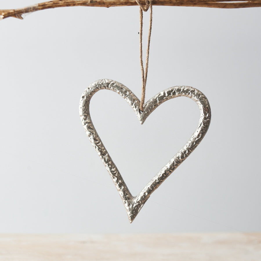 Silver Metal Heart Hanger, 12cm