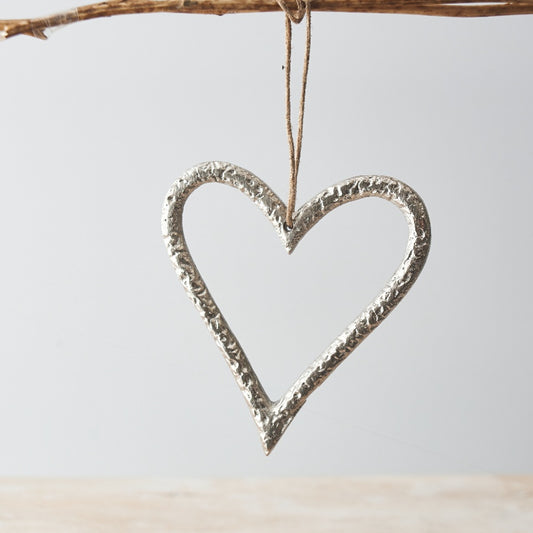 Silver Metal Heart Hanger, 12cm