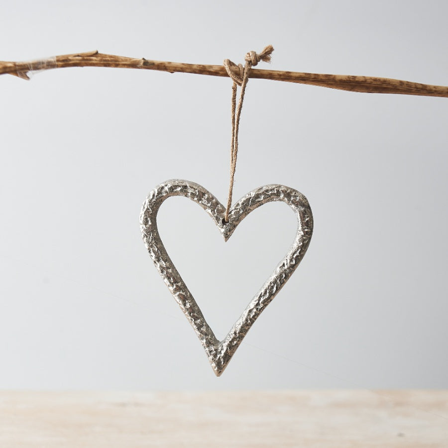 Silver Metal Heart Hanger, 10cm