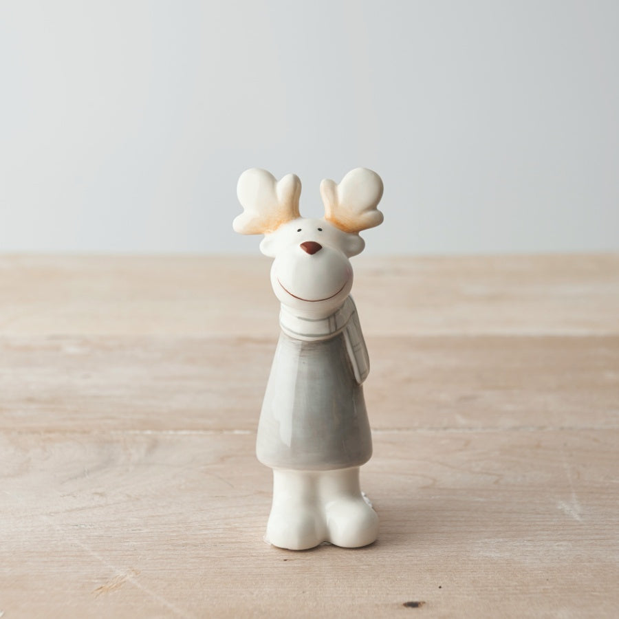 Posed Grey Reindeer, 13cm  