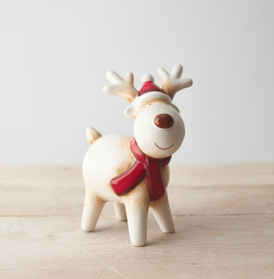 Ceramic Red Nose Reindeer, 14cm
