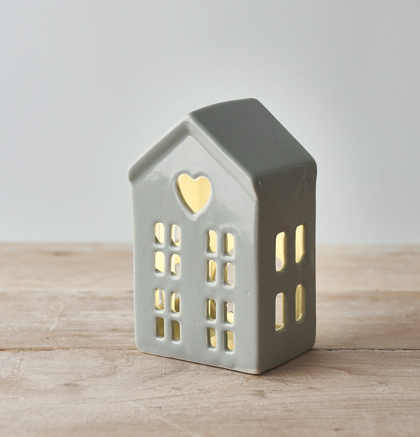 Dainty Grey LED House, 12cm 