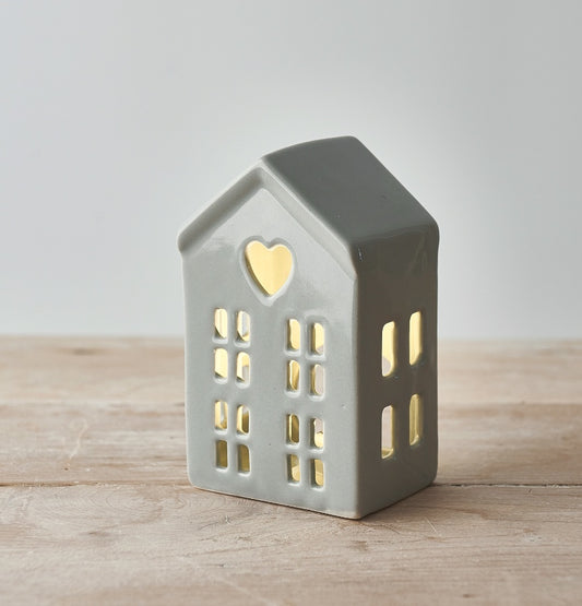 Dainty Grey LED House, 12cm 