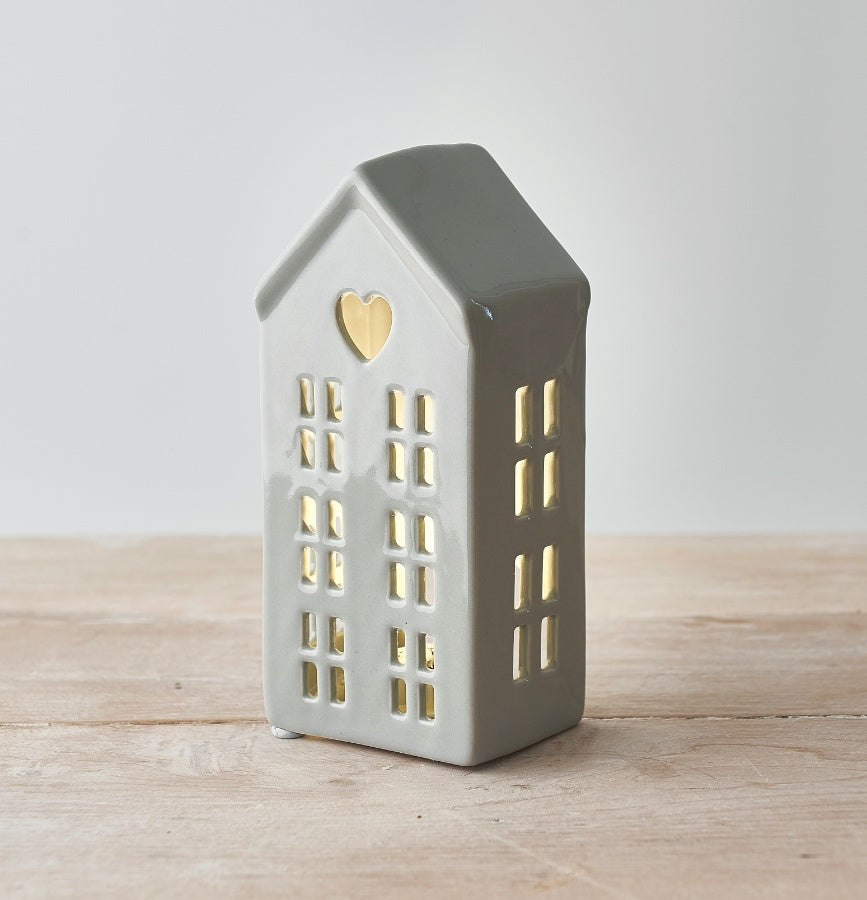 Dainty Grey LED House, 16cm