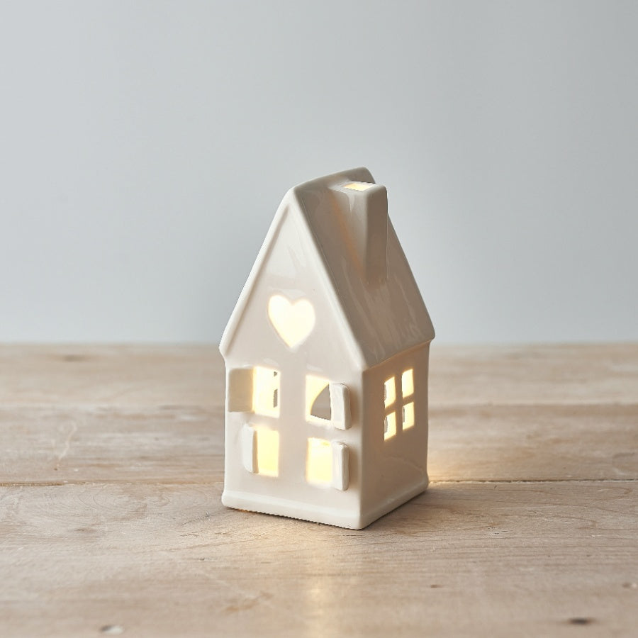 Dainty White House T-light Holder, 11.5cm 